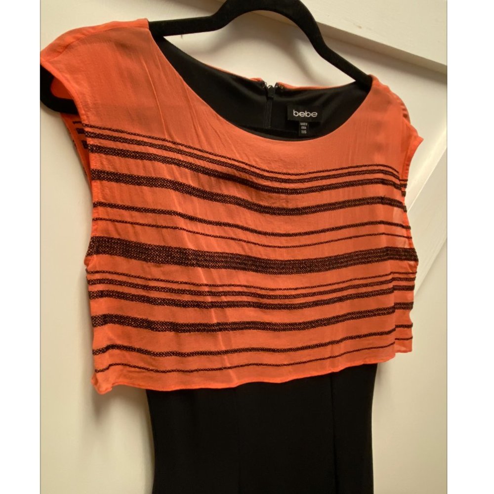 Bebe Dress - Black skinny with Sheer pink top - XXS